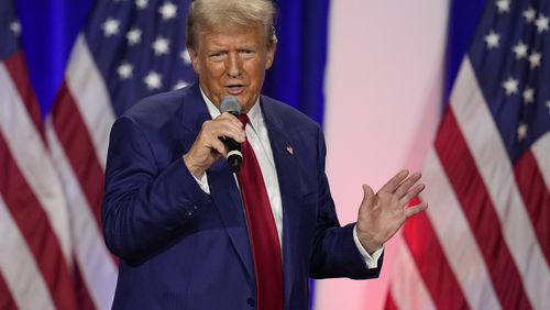 Republican presidential nominee former President Donald Trump speaks during a town hall with former Democratic Rep. Tulsi Gabbard, Thursday, Aug. 29, 2024, in La Crosse, Wis. (AP Photo/Charlie Neibergall)