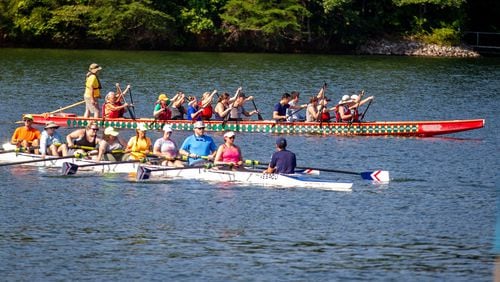 People learn to row near the Lake Lanier Olympic Park in Gainesville on August 7, 2021. STEVE SCHAEFER FOR THE ATLANTA JOURNAL-CONSTITUTION