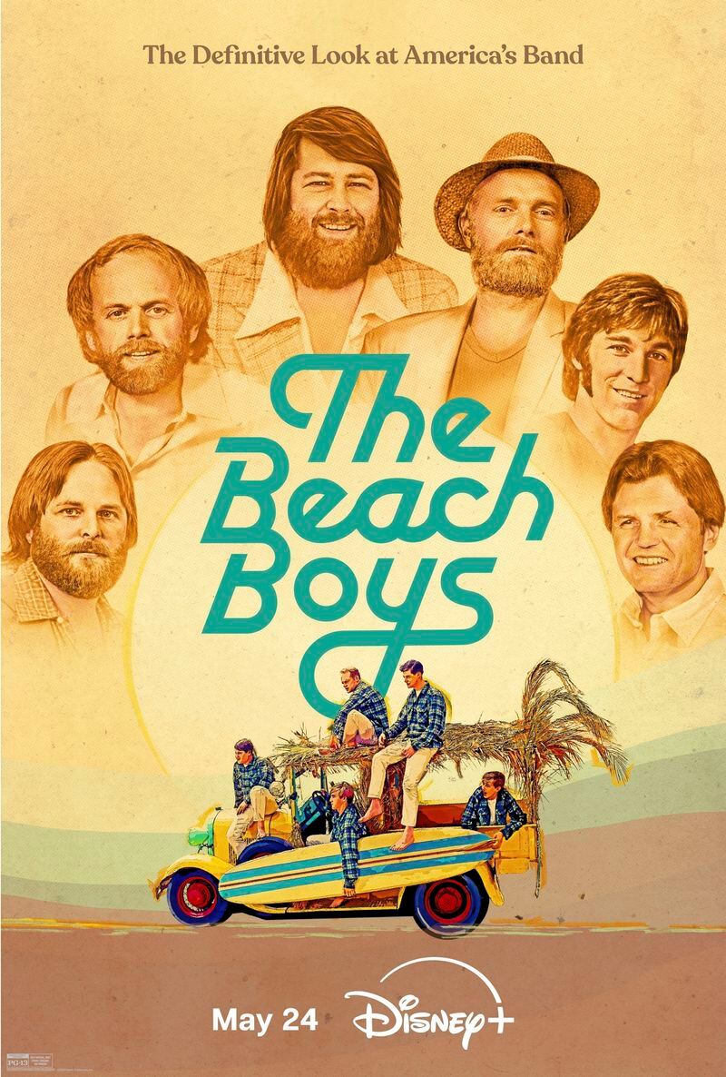 This image released by Disney+ shows promotional art for the documentary "The Beach Boys," directed by Frank Marshall. (Disney+ via AP)