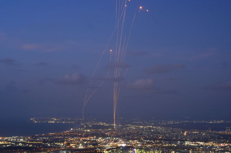 Israeli Iron Dome air defense system fires to intercept rockets that were launched from Lebanon, as seen from Haifa, northern Israel, Monday, Sept. 23, 2024. (AP Photo/Baz Ratner)