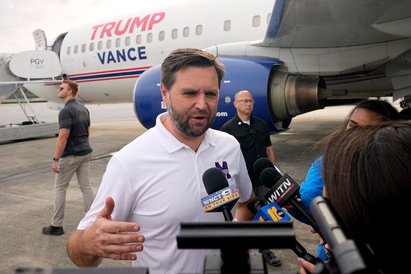 U.S. Sen. JD Vance of Ohio, the Republican vice presidential nominee, is scheduled to campaign in Georgia on Thursday.