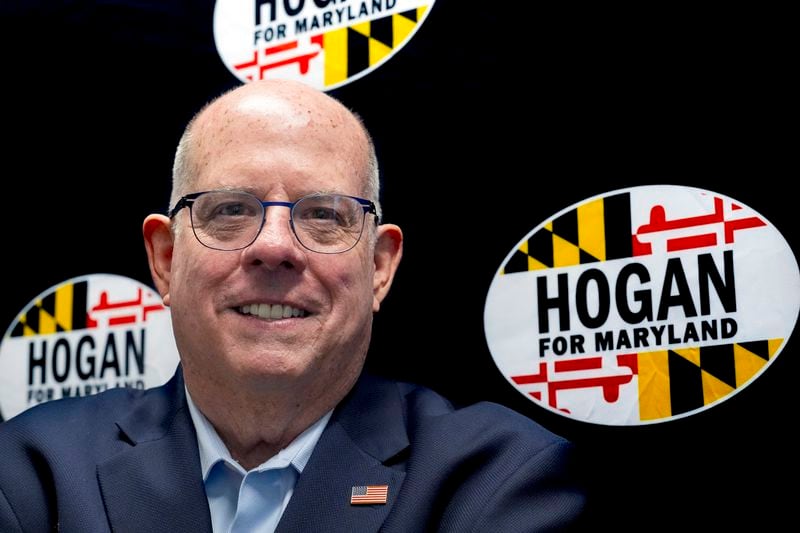 Former Maryland Gov. Larry Hogan poses for a portrait, Tuesday, Aug. 27, 2024, in Annapolis, Md. (AP Photo/Stephanie Scarbrough)