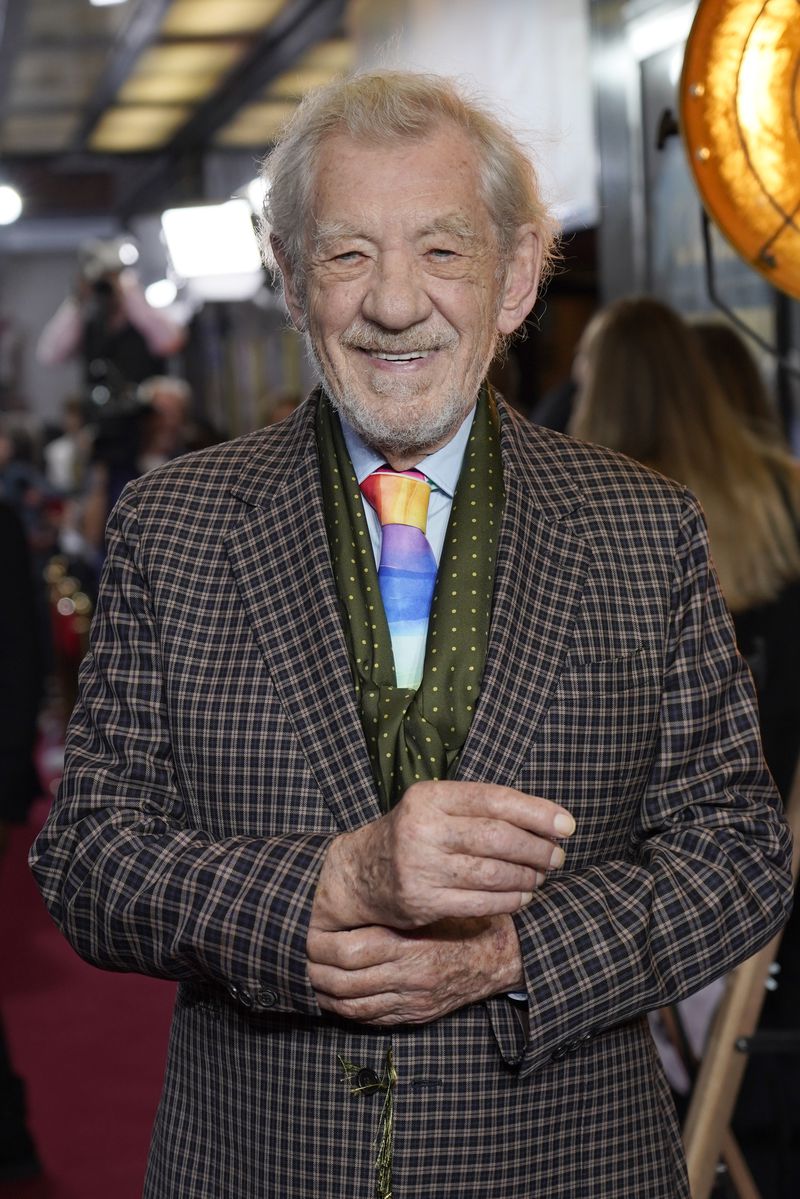 Ian McKellen, poses for photographers upon arrival at the European Premiere of the The Critic, in London, Monday, Sept. 2, 2024, (AP Photo/Alberto Pezzali)