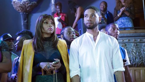 This photo provided by Fox shows Taraji P. Henson, left, as Cookie Lyon and Jussie Smollett as Jamal Lyon in the "My Bad Parts" episode of the television series, "Empire."