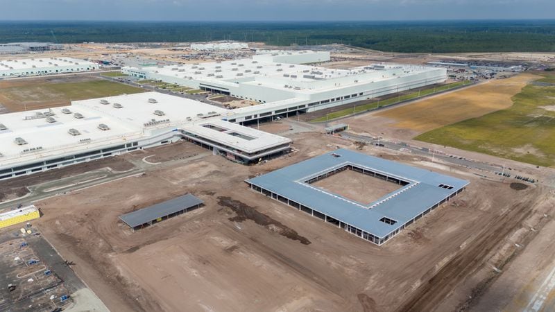 This aerial photo shows Hyundai Motor Group's electric vehicle factory in Bryan County during the summer of 2024 as construction neared its completion.