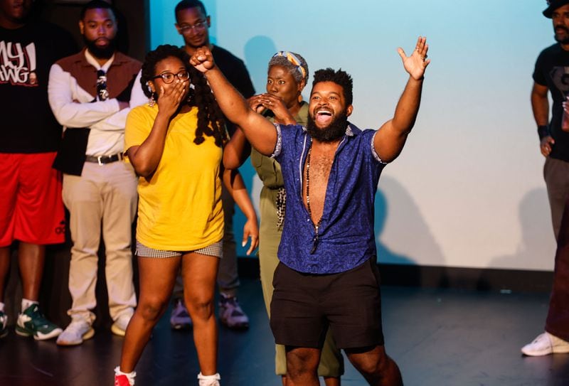 BlackGround improv comedy troupe performs at Dad’s Garage in Atlanta on Wednesday, June 19, 2024. (Natrice Miller/ AJC)