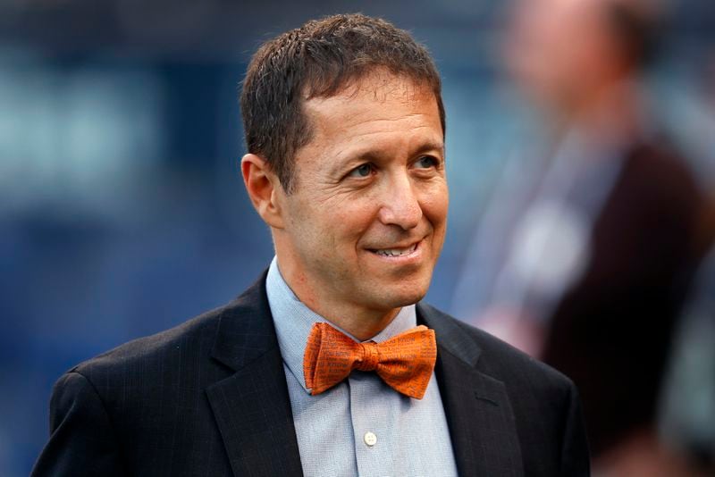 FILE - Fox Sports television reporter Ken Rosenthal is shown before Game 6 of the American League Championship baseball series between the Toronto Blue Jays and Kansas City Royals in Kansas City, Mo., Friday, Oct. 23, 2015. (AP Photo/Paul Sancya, File)