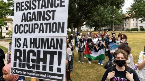 Emory students organized a walkout and rally Sept. 12 in support of Palestine at Emory University in Atlanta.