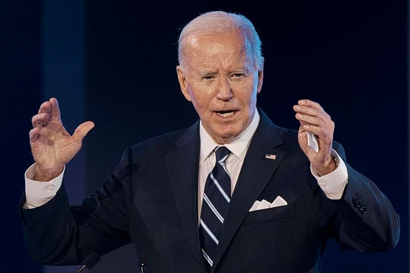 President Joe Biden speaks as he accepts the "Global Citizen Award" during the Clinton Global Initiative, on Monday, Sept. 23, 2024, in New York. (AP Photo/Andres Kudacki)