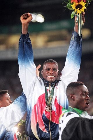 Carl Lewis wins the long jump