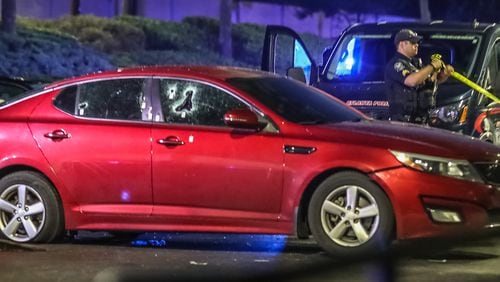 Atlanta police are looking for three suspects they say approached a man in a car at a Mechanicsville apartment complex Monday morning and fatally shot him.