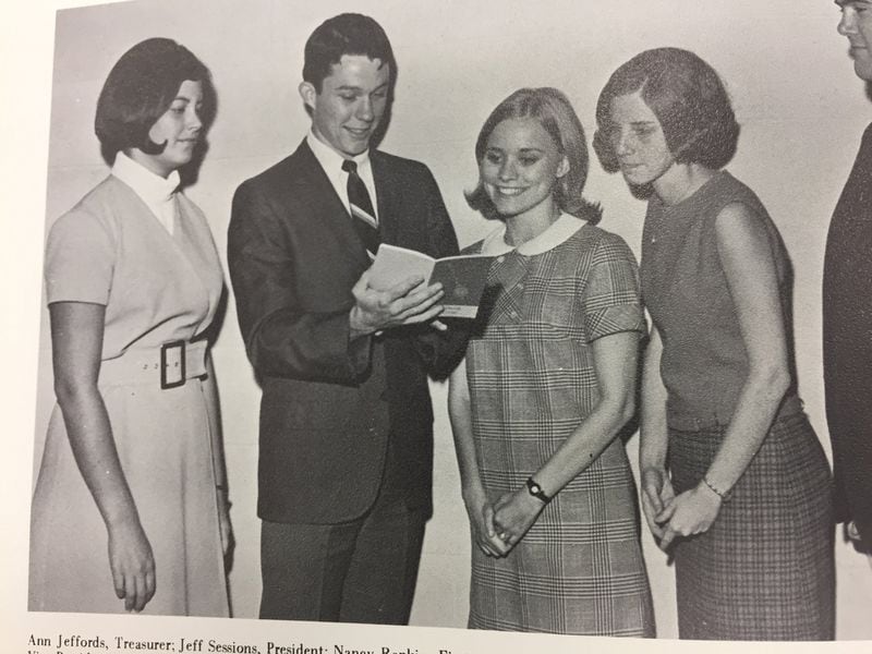In an image from his college yearbook, Jeff Sessions poses with other student government leaders. (Huntingdon College)