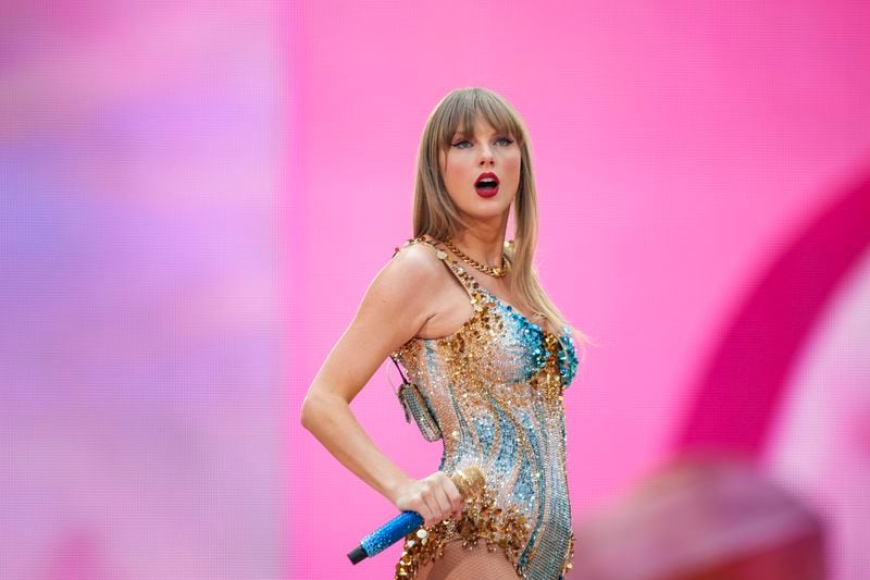 FILE - Taylor Swift performs at Wembley Stadium as part of her Eras Tour, June 21, 2024, in London. (Photo by Scott A Garfitt/Invision/AP, File)