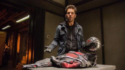 Paul Rudd plays the role of Scott Lang, a.k.a. Ant-Man, in “Ant-Man.”