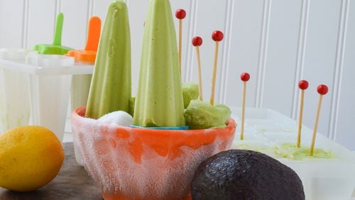 Avocado frozen pops are a creamy and refreshing nondairy summer treat. (Virginia Willis for The Atlanta Journal-Constitution)