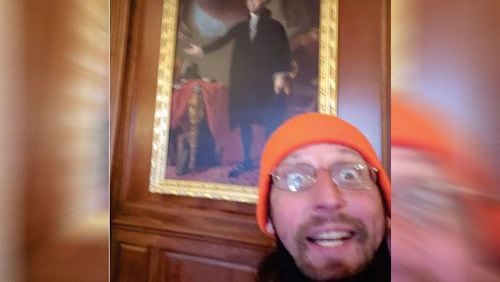 Jonathan Davis Laurens of Duluth, seen in this selfie posted to social media, is accused of participating in the Jan. 6 riot at the U.S. Capitol. He faces multiple misdemeanor charges.