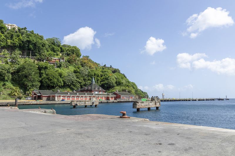 Grenadines Wharf lies vacant after ferries were sent to safer harbors ahead of Hurricane Beryl, in Kingstown, St. Vincent and the Grenadines, Sunday, June 30, 2024. (AP Photo/Lucanus Ollivierre)