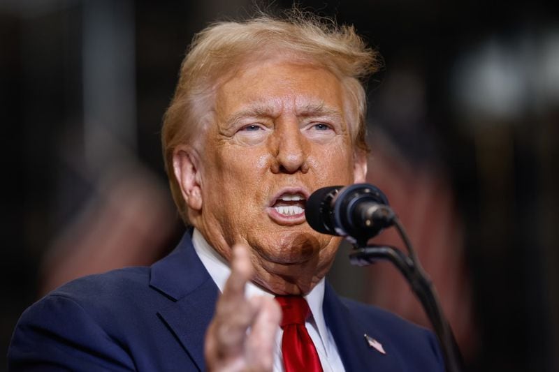 Former President Donald Trump speaks at a campaign rally inside the Mosack Group manufacturing warehouse in Mint Hill, North Carolina, on Wednesday, Sept. 25, 2024. (Melissa Melvin-Rodriguez/The Charlotte Observer/TNS)