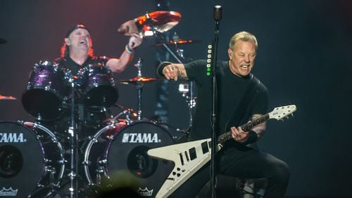 Iconic heavy metal band Metallica (above), Greta Van Fleet and Cage the Elephant rocked at the sold-out Mercedes-Benz Stadium in Atlanta on Saturday, November 6, 2021, for the ATLive concert series. (Photo: Ryan Fleisher for The Atlanta Journal-Constitution)