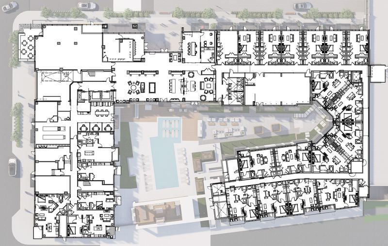 This is a site plan for The Grace apartment complex, which is part of the first phase of Georgia Tech and Trammell Crow Company's 18-acre Science Square project.