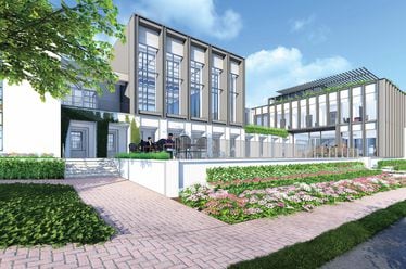 This is a rendering of the planned renovation and redevelopment of the historic Bobby Jones golf course clubhouse into a new performing arts center for the Atlanta Opera.