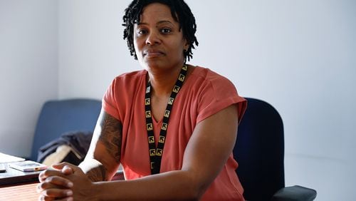 Mental health counselor Latrice Lewis sits in the office at International Rescue Committee (IRC) where she counsels refugee clients on Nov. 29, 2022. (Natrice Miller/The Atlanta Journal-Constitution/TNS)