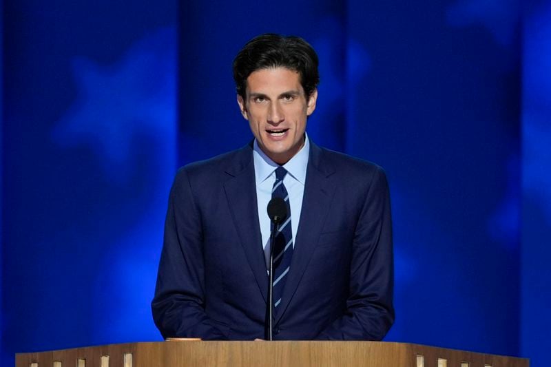 Jack Schlossberg, grandson of former President John F. Kennedy, speaks during the Democratic National Convention Tuesday, Aug. 20, 2024, in Chicago. (AP Photo/J. Scott Applewhite)