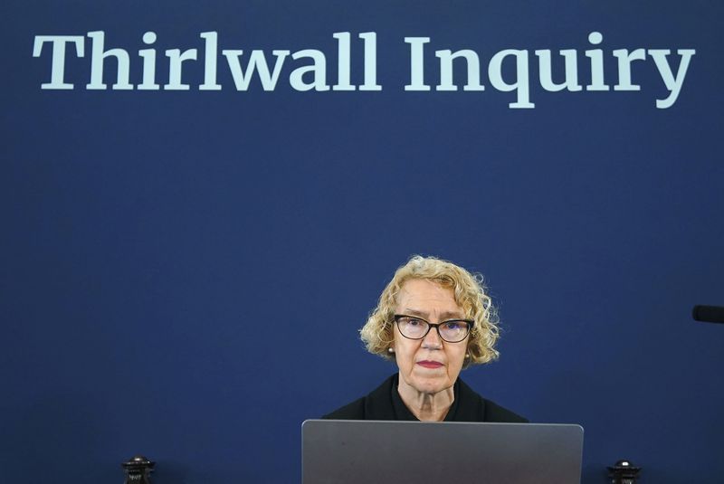 Chair of the inquiry Lady Justice Thirlwall is seen at Liverpool Town Hall, ahead of hearings into the murders and attempted murders of babies by nurse Lucy Letby Monday Sept. 9, 2024. (Peter Byrne/PA via AP)