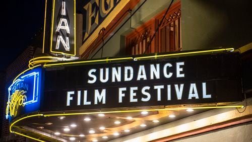 FILE - The marquee of the Egyptian Theatre appears during the Sundance Film Festival, Jan. 28, 2020, in Park City, Utah. (Photo by Arthur Mola/Invision/AP, File)