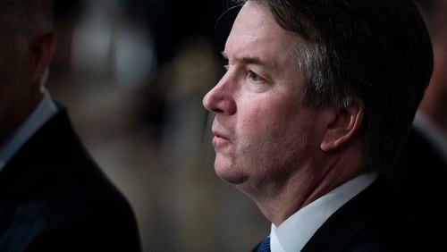 FILE - Supreme Court Associate Justice Brett Kavanaugh is seen at the Capitol on Capitol Hill in Washington, Dec. 3, 2018. (Jabin Botsford/The Washington Post via AP, Pool)