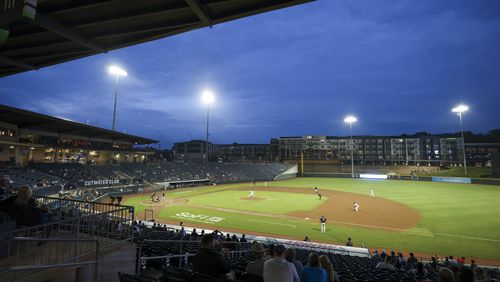 The Gwinnett Stripers pitch against the Jacksonville Jumbo Shrimp at Coolray Field, Tuesday, June 20, 2023, in Lawrenceville, Ga. The Stripers defeated the Jumbo Shrimp 6-2. Jason Getz / Jason.Getz@ajc.com)