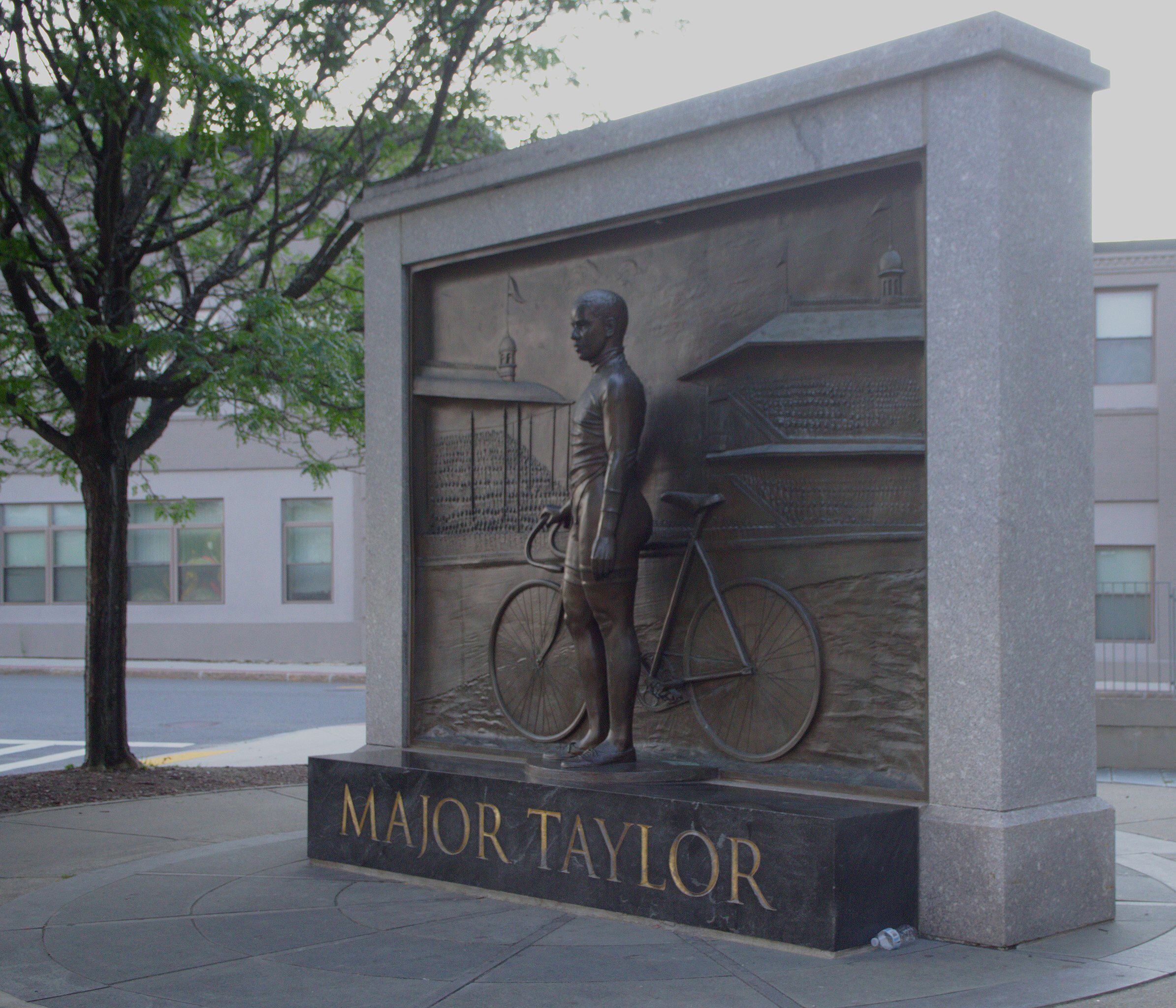 Major Taylor Statue, Worcester Public Library, This monumen…