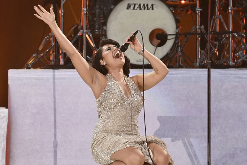 Raye performs during the Global Citizen Festival on Saturday, Sept. 28, 2024, at Central Park in New York. (Photo by Evan Agostini/Invision/AP)