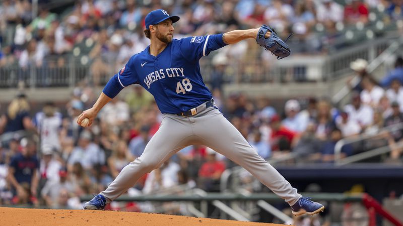 Kansas City Royals pitcher Alec Marsh throws in the first inning of a baseball game against the Atlanta Braves, Sunday, Sept. 29, 2024, in Atlanta. (AP Photo/Jason Allen)