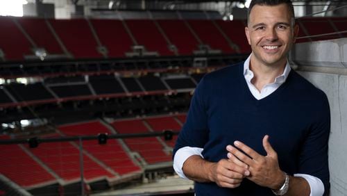 Charlie Ebersol is the founder and CEO of the sports technology company Infinite Athlete. Photographed at Mercedes-Benz Stadium in Atlanta on Monday, Aug. 5, 2024.   (Ben Gray for The Atlanta Journal-Constitution)