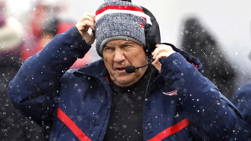 New England Patriots coach Bill Belichick looks on in the first half at Gillette Stadium on Jan. 7, 2024, in Foxborough, Massachusetts. (Winslow Townson/Getty Images/TNS)