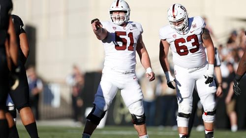 Stanford Cardinal center Drew Dalman (51) in the second half of an NCAA college football game Saturday, Nov. 9, 2019, in Boulder, Colo. Colorado won 16-13. (AP Photo/David Zalubowski)