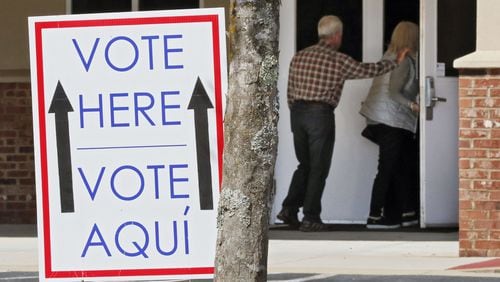 March 19, 2019 - Atlanta - The precinct manager at Hamilton Mill Christian Church in Buford said the polling place had been getting a steady stream of about 40 voters per hour. The only item on the ballot was the MARTA referendum. Bob Andres / bandres@ajc.com