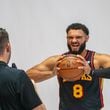 Hawks player David Roddy, #8, poses for photos during media day. Hawks media day takes place on Monday, Sept 30, 2024 where media outlets including the Associated Press, Getty, NBA and many others gather to take photos, conduct interviews and gather footage.   (Jenni Girtman for The Atlanta Journal-Constitution)