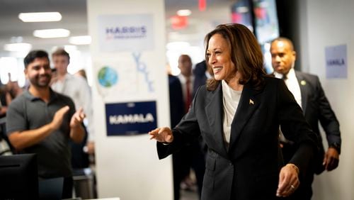 Vice President Kamala Harris arrives at her campaign headquarters in Wilmington, Del., Monday, July 22, 2024. (Erin Schaff/The New York Times via AP, Pool)