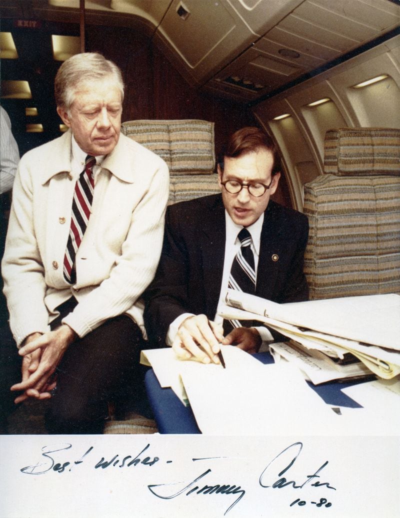 A photo of President Jimmy Carter and adviser Stuart E. Eizenstat signed by Carter.