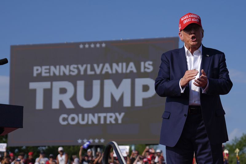 FILE - Republican presidential candidate former President Donald Trump arrives for a campaign rally, July 13, 2024, in Butler, Pa. (AP Photo/Evan Vucci, File)