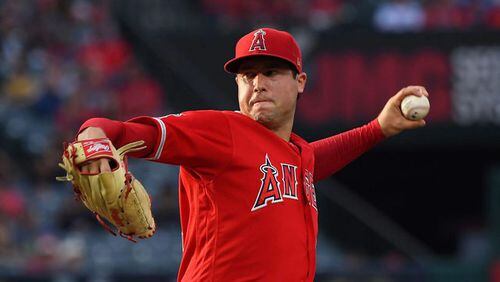 The Los Angeles Angels' Tyler Skaggs pitches in the first inning of the game against the Oakland Athletics at Angel Stadium on June 29, 2019 in Anaheim, California. Skaggs was found dead from an accidental drug overdose on July 1 in Texas.