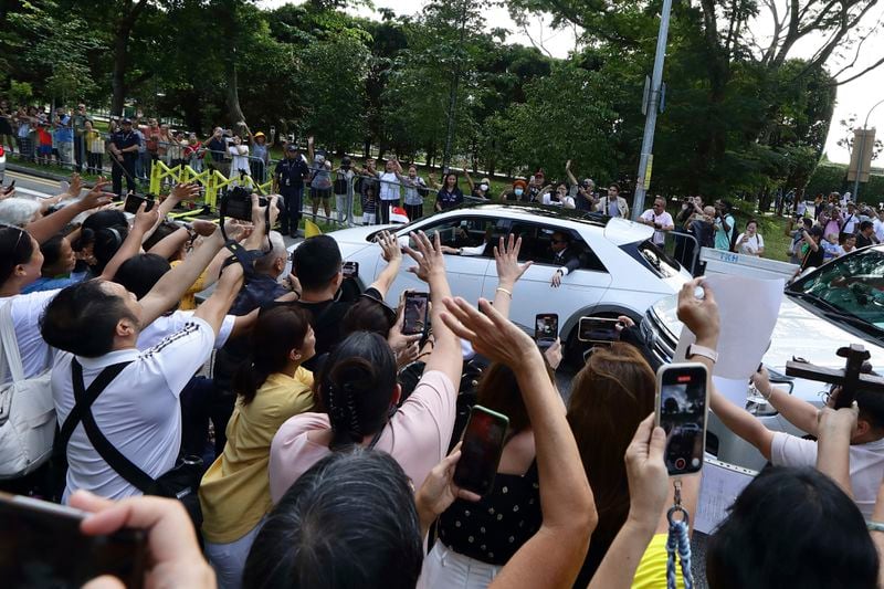 Pope Francis arrives at St Theresa's Home in Singapore, Friday, Sept. 13, 2024. (AP Photo/Suhaimi Abdullah)