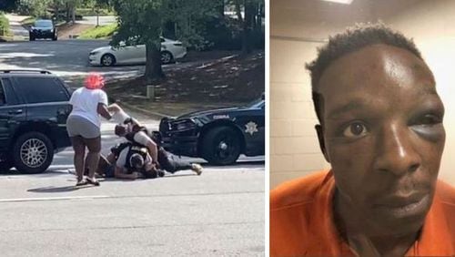 A Clayton County deputy, Brandon Myers, was fired after cellphone video surfaced that appears to show him repeatedly punching a man, Roderick Walker, during an arrest in September 2020. A photo shared by Walker's attorney shows him with a black eye. Myers has now been indicted on battery and other charges related to that incident.