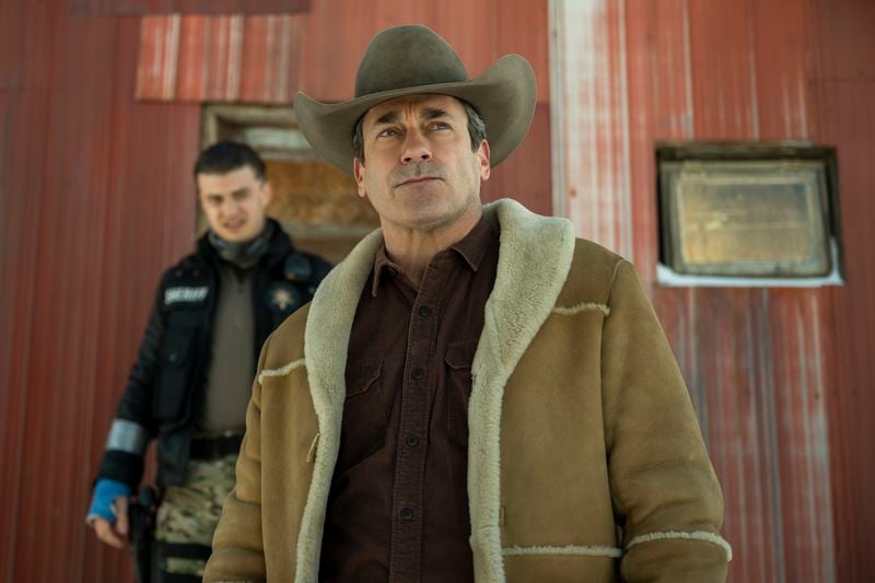 This image released by FX shows Jon Hamm in a scene from "Fargo." (Michelle Faye/FX via AP)