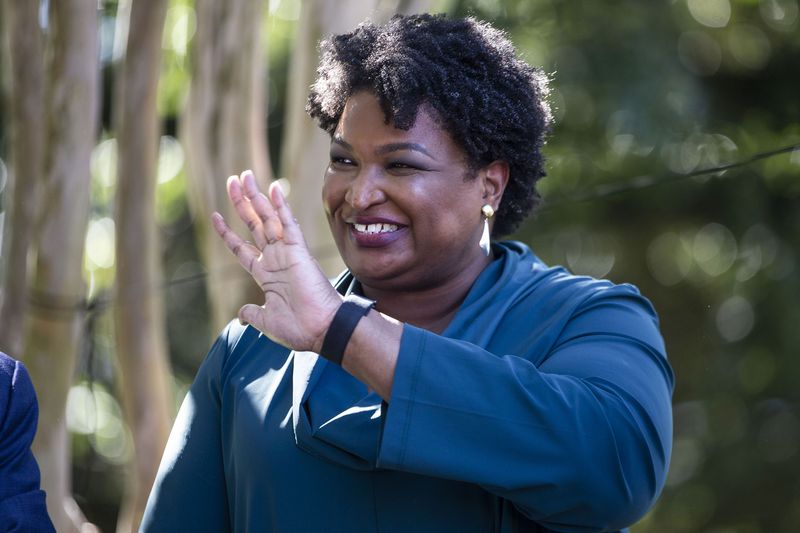 Former Georgia gubernatorial candidate Stacey Abrams, who has announced she is running in 2022, is introduced before speaking at a rally supporting Former Virginia Gov. Terry McAuliffe on Oct. 17, 2021, in Norfolk, Virginia. (Zach Gibson/Getty Images/TNS)