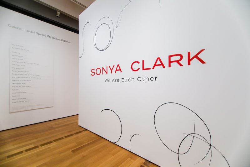 The entrance to Sonya Clark's "We are Each Other" exhibit at the High Museum of Art.