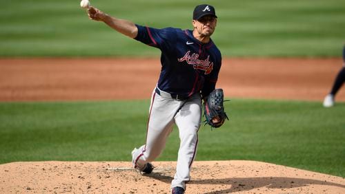 Atlanta Braves starting pitcher Charlie Morton throws during the second inning of a baseball game against the Washington Nationals, Saturday, June 8, 2024, in Washington. Washington won 7-3. (AP Photo/Nick Wass)