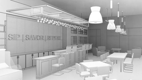 A rendering of Taste Wine Bar and Market at The Works.